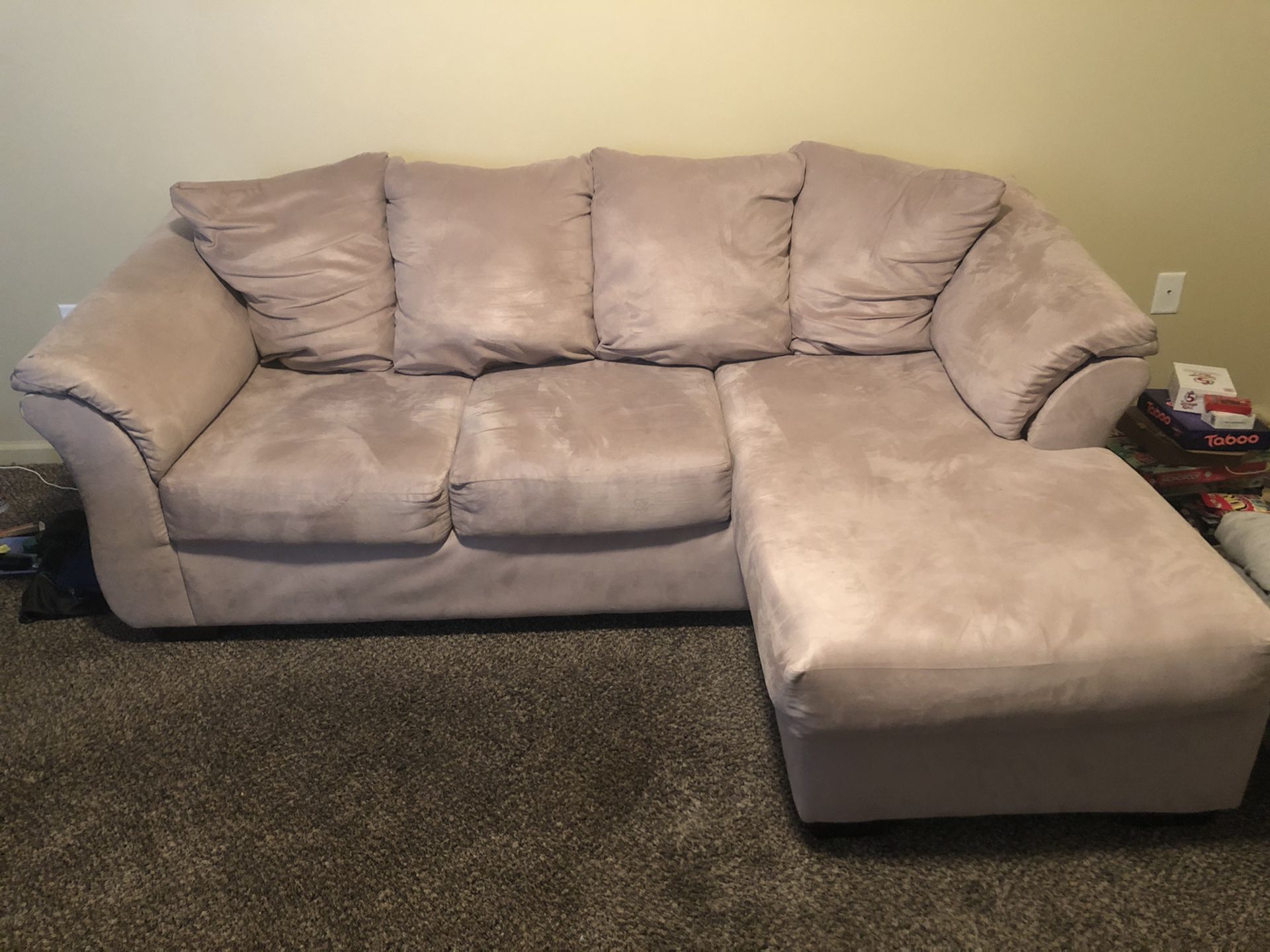 Tan suede couch