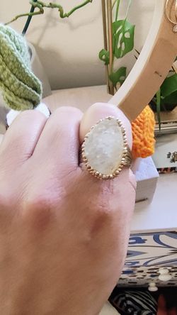 Rutilated quartz ring adjustable