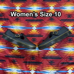 Dr. Martens Zavala MJ Mary Jane Shoes Womens Sz 10 Black Leather Flats Buckle