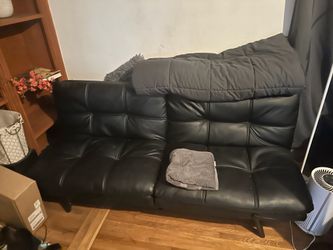 Pleather sofa futon