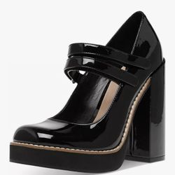 Women Chunky High Heel Black  Size 10