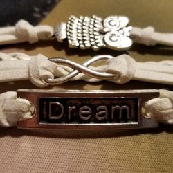 Dream Owl Infinity Adjustable Charm Bracelet
