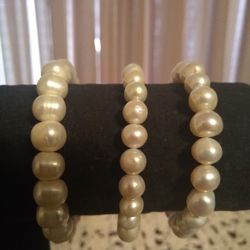 Culture Pearl Elastic Bracelets 