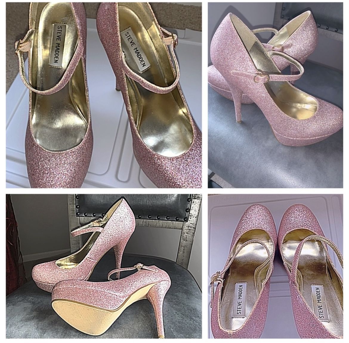 Steve Madden Pink Glitter Platform heels SIZE 8.5