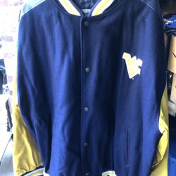 Vintage Steve & Barry’s West Vitginia, blue and yellow Varsity Jacket, XXL 