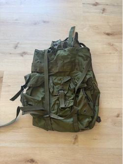 Vintage Military OD Green Field Pack Rucksack Backpack Tactical Camping Bag