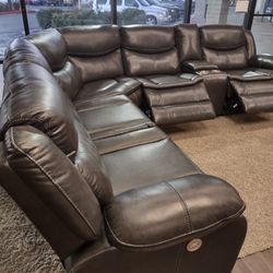 New Sectional Sofa With Three Power Recliners On Sale Now
