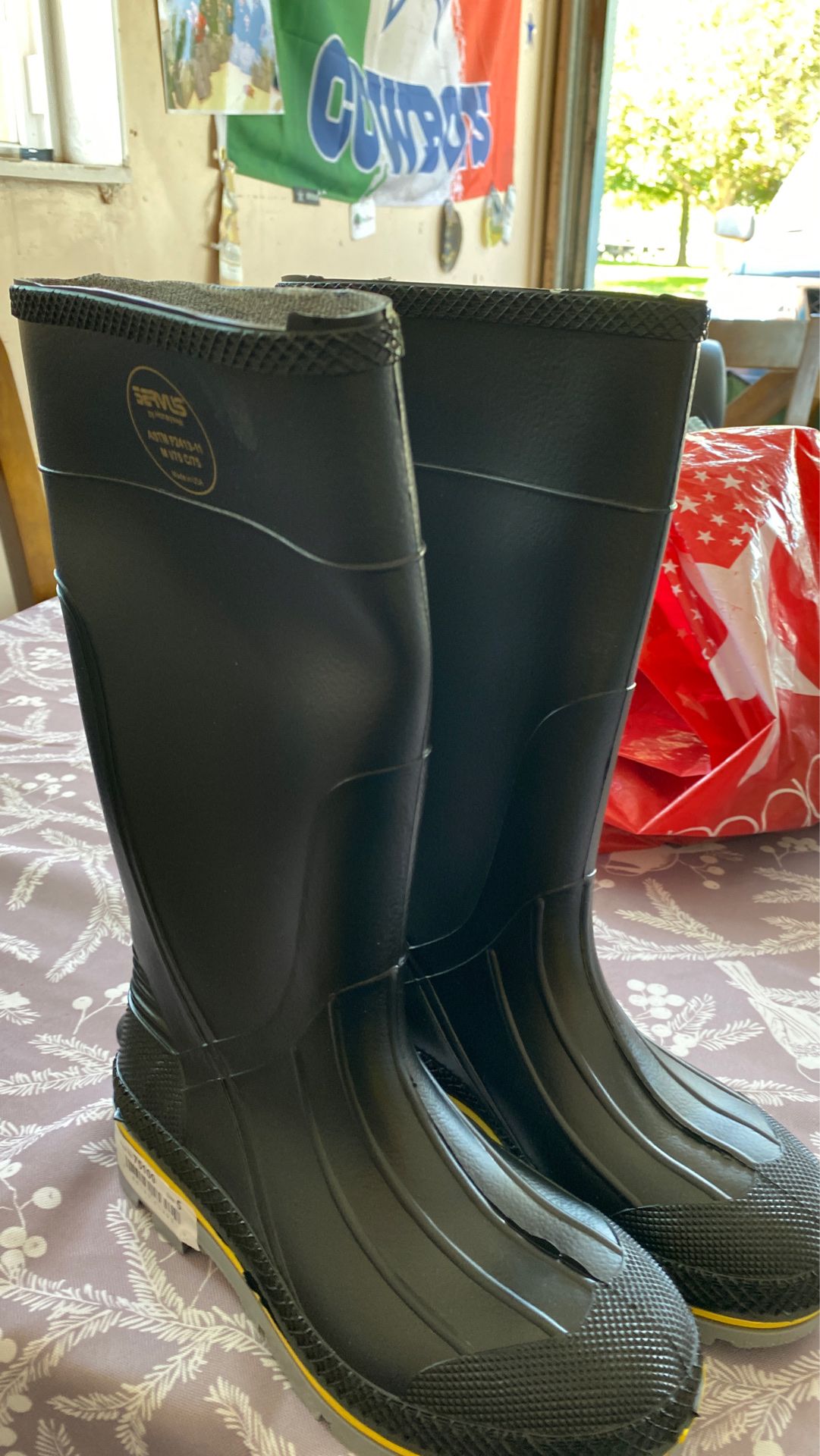 Black rubber boots