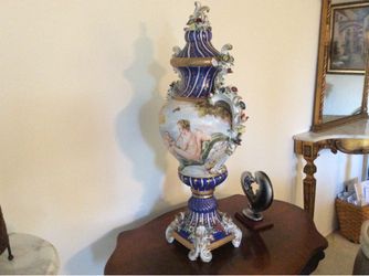 Exceptional European Porcelain Centerpiece-Dresden/Rococo style-Cobalt Blue & Gold