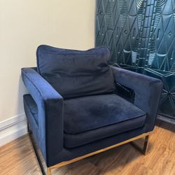 Blue Everly Quinn Velvet Armchair 