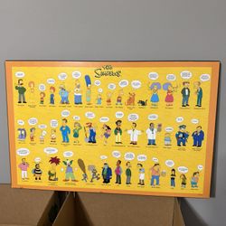 The simpsons poster cast with catch phrases with custom frame