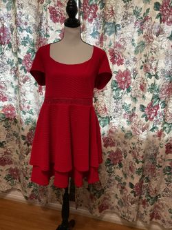 #260-Red Midi Dress. Brand Name: City Triangles. Size: 15. 