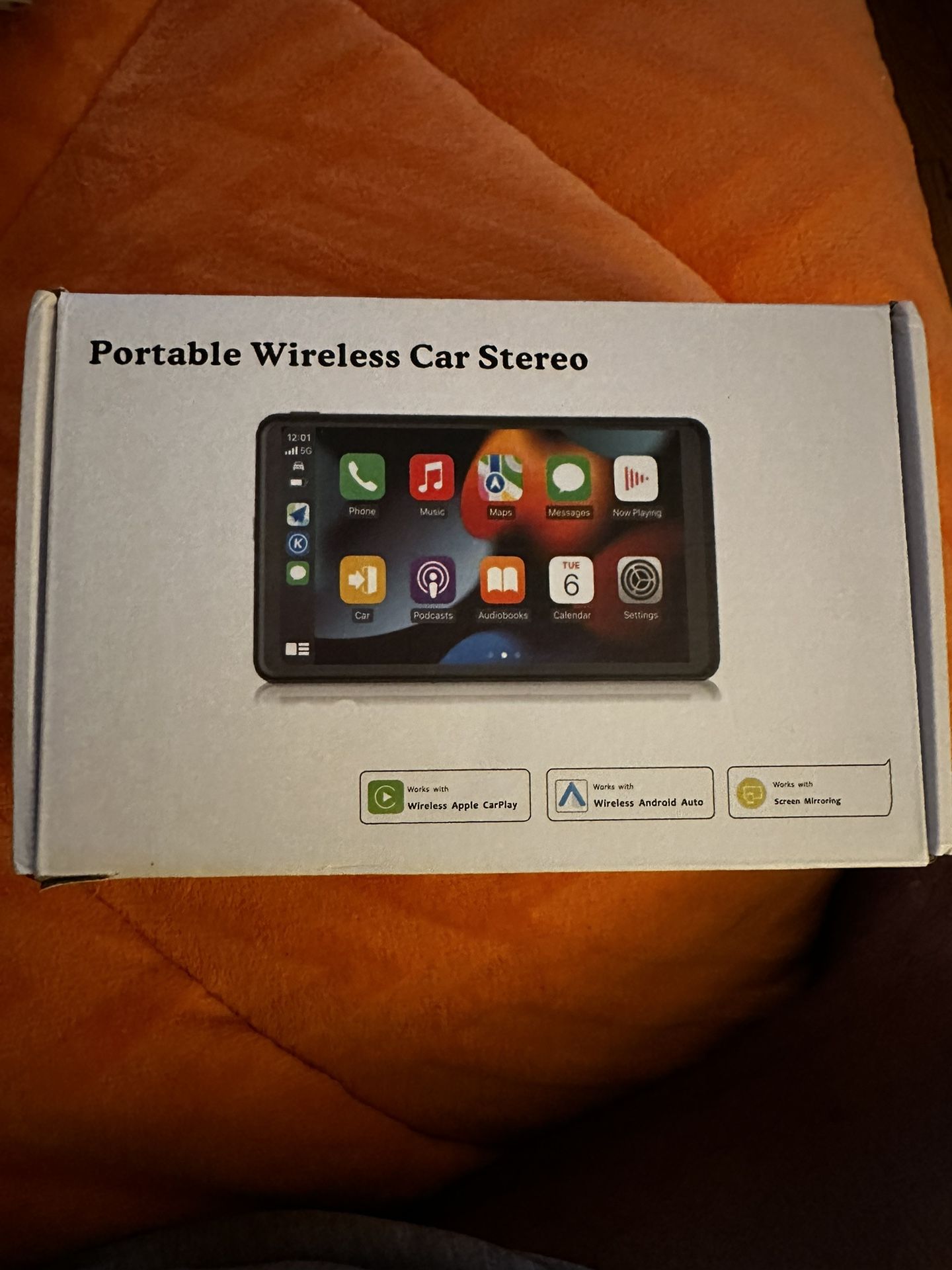 【Hieha】 2025 Wireless Portable Carplay and Android Auto, Carplay Screen for Car with Mirror Link/AUX/FM,7" Touchscreen Bluetooth 5.0, Marine Stereos f