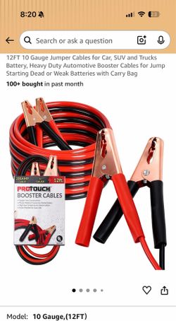 Brand new 12FT 10 Gauge Jumper Cables for Car, SUV and Trucks Battery, Heavy Duty Automotive Booster Cables for Jump Starting Dead or Weak Batteries w