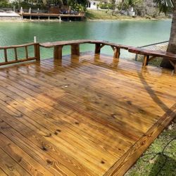 Wood Deck, Waterfall, Tiki Hut