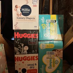 Diapers (Size 1) Huggies, Pampers, Millie Moon