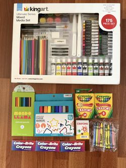 New art supplies set +Free used crayons& new penciles