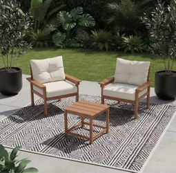 2 Armchairs & Side Table Outdoor Patio Set