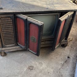 Old TV In Cabinet. 