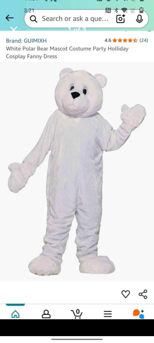 White Polar Bear Mascot Costume Party Holliday Cosplay Fanny Dress