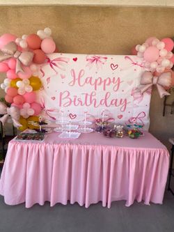 Happy Birthday Decor Pink Bows