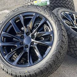 22" NEW Black Wheels Rims and Tires 2025 Chevy 2024 Chevrolet Silverado 1500 Tahoe Suburban GMC Sierra Yukon Cadillac IQ Escalade 22 Inch 285/45R22