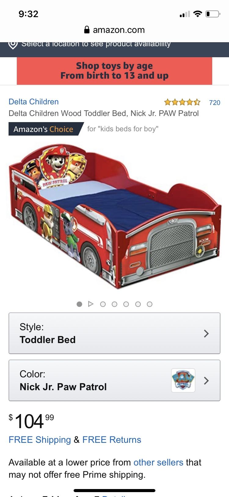 Paw patrol bed for toddlers