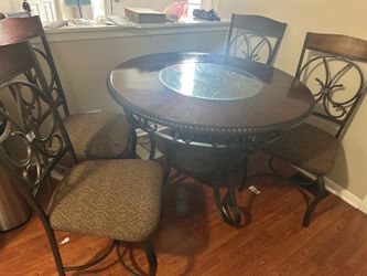 Glass and metal table