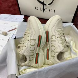 GUCCI  Rhyton Vintage Logo Logo Shock-absorbing Slip-resistant Wear-resistant Low-top shoes daddy Women's Ivory