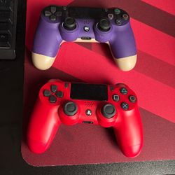 Red PS4 Controller And Purple Battle Beaver