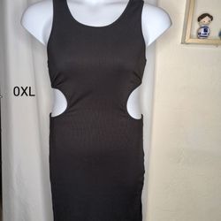 Ribbed Black Open Sides Dress Plus Size (0XL)  $5