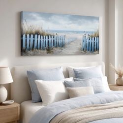 Beach Wall Canvas Art Ocean Home Decor Bedroom Coastal 48 X 24 