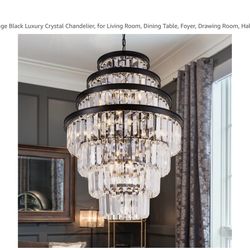 Wellmet Crystal Chandelier, 7-Tier Large Vintage Black Luxury Crystal Chandelier.