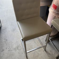 TOV Bar Stools - Gray Leather & Chrome