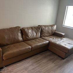 L-shape Sofa Couch Sectional Brown Faux Leather