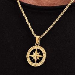 North Star Pendant Chain Compass Gold 