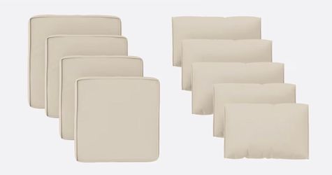 9 Pcs Outdoor Patio Cushions Covers Replacement Waterproof with Zipper for 5 Pcs Patio Furniture Set-Cream-New!