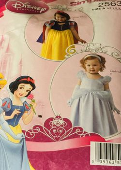 Disney Princess Costume Simplicity 2563 Sizes 1/2-4 Pre Owned