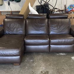 Leather Couch with Chaise  & Recliner