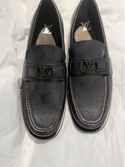 Louis Vuitton Men's Black Leather Loafers Size 12