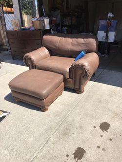 Beautiful leather chair and ottoman