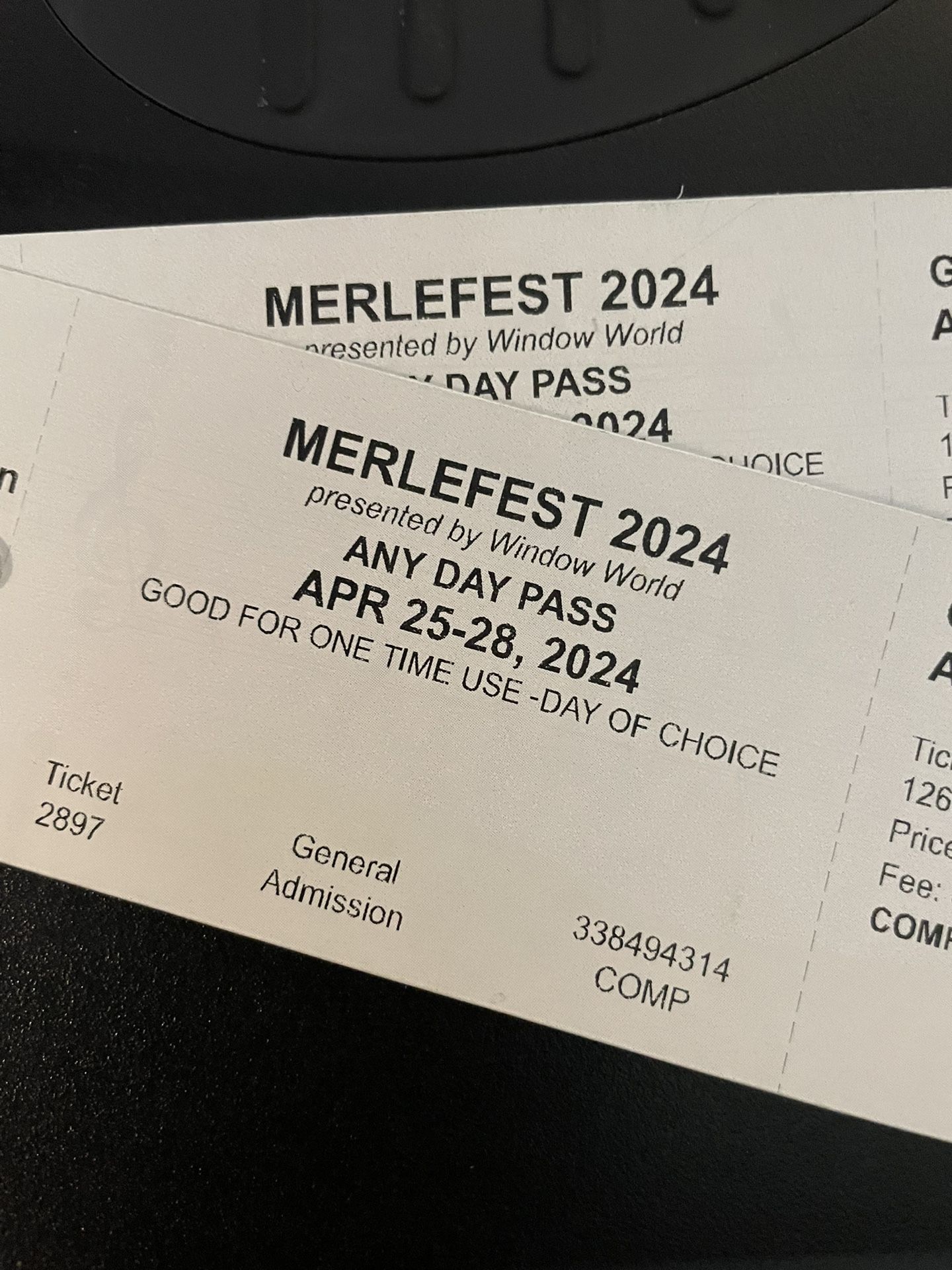 Two free tickets to Merle Fest today and tomorrow
