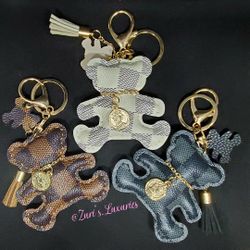 LoVe Checkered Bear Keychain