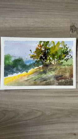 Original Watercolor Vibrant Landscape Painting