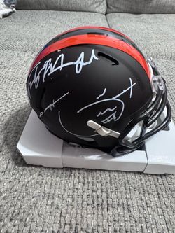 Frank Minnifield & Hanford Dixon Signed Auto Mini Helmet-GTSM Coa Sticker-Browns