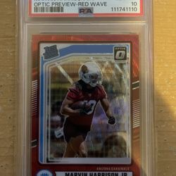 Rated Rookie Marvin Harrison Jr. #393 Optic Preview Red Wave Prizm (RC) PSA 10