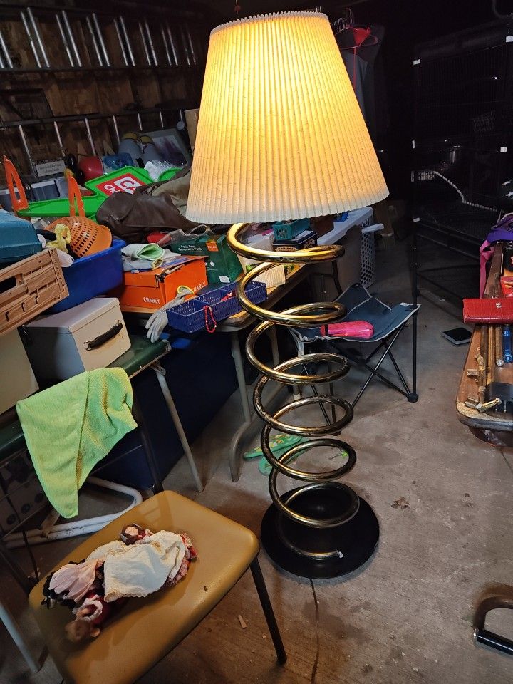 1970s Designer Made Spring Coil Floor Lamp 