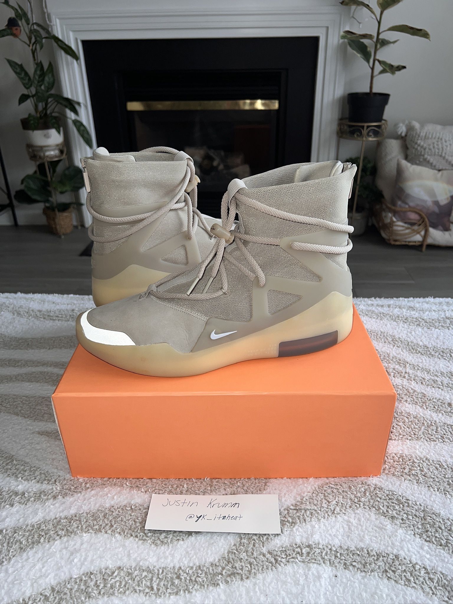 Fear Of God 1 ‘Oatmeal’ / size 11 / accessories included shown / $300