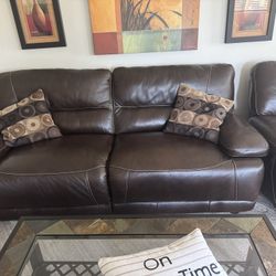 Leather Couch And 2 Matching Recliners