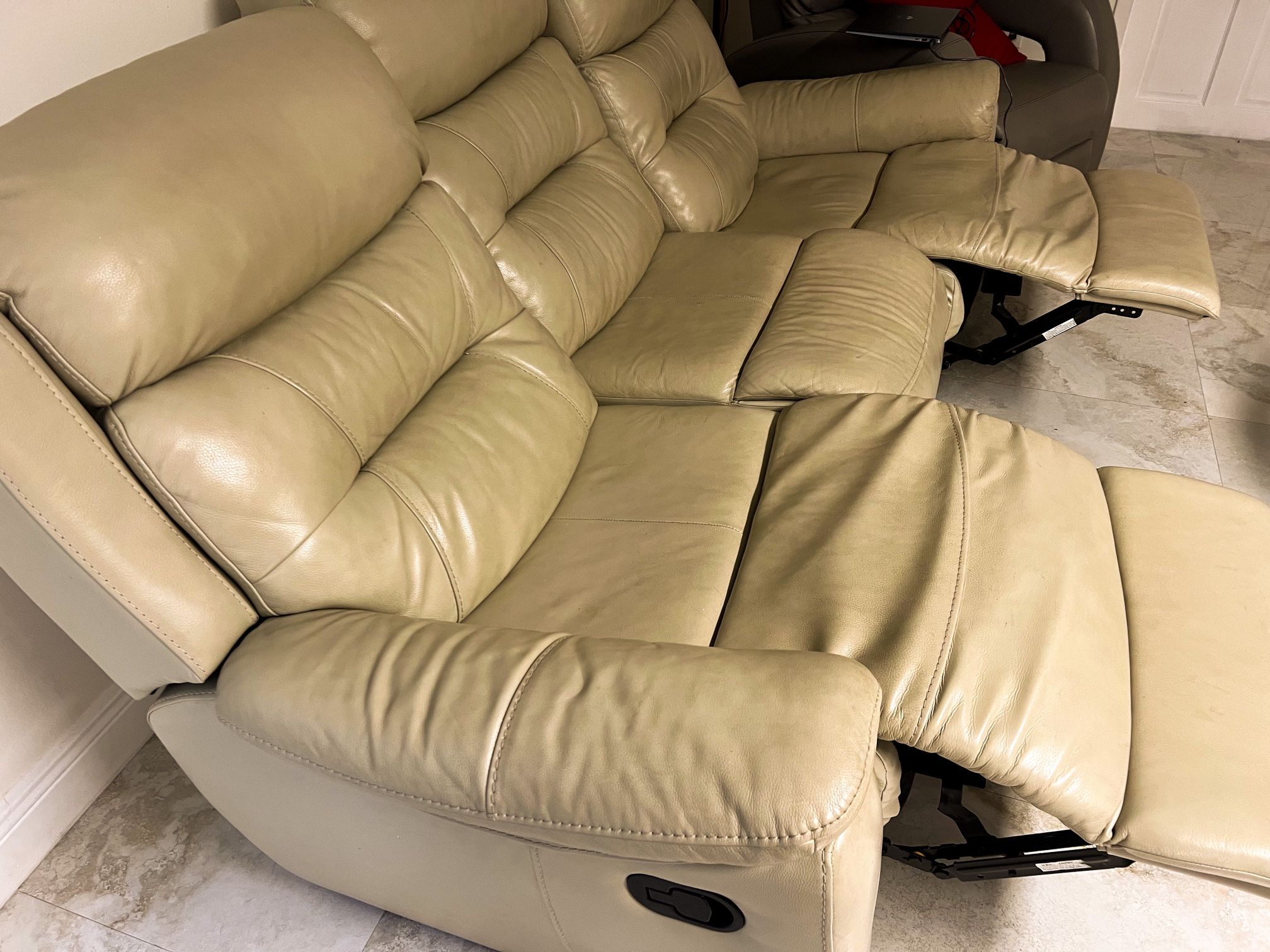 Leather Tan Recliner Couch